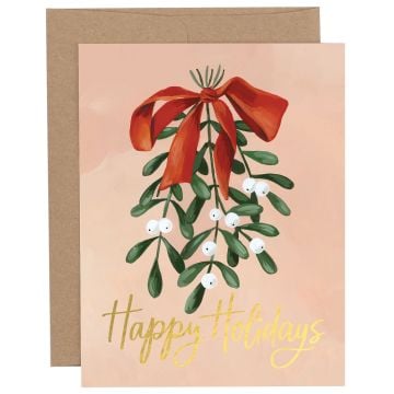 Happy Holidays Mistletoe Greeting Card